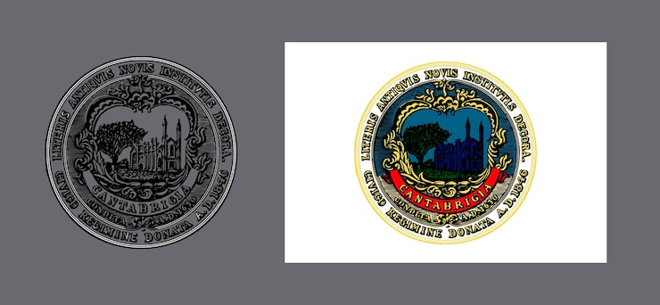 Foto escudo y bandera de la ciudad estadounidense cambridge massachusetts fondo para diseñadores