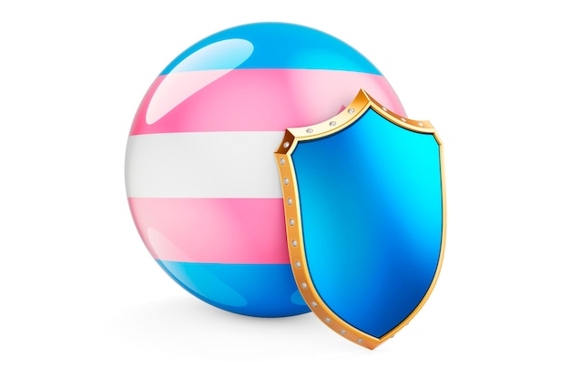 Escudo com renderização 3D de bandeira transgênero