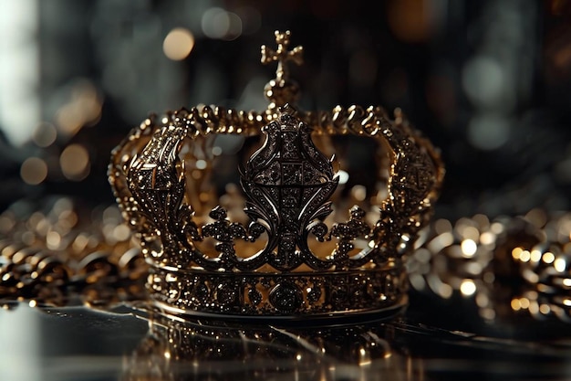 Escudo de corona de oro real de época símbolo vacío en estilo rey