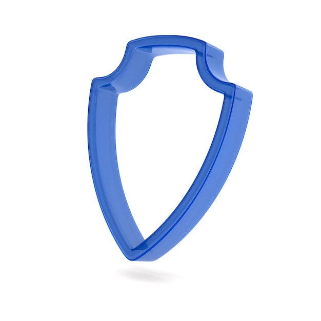 escudo de vidro em fundo branco Ilustração 3D isolada