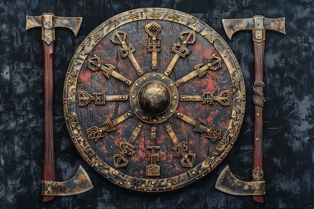 un escudo con una espada y una espada con la palabra o en él