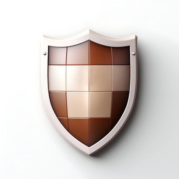 Foto escudo marrón aislado en fondo blanco 3d rende
