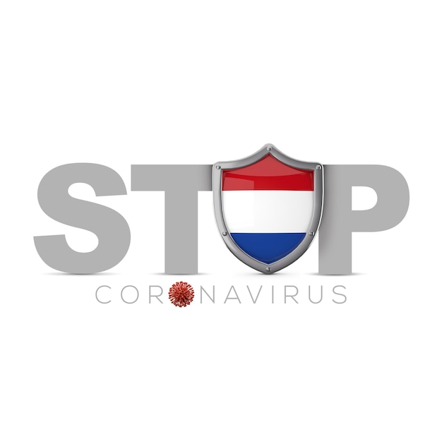 Escudo protetor da Holanda parar o conceito de coronavius d render