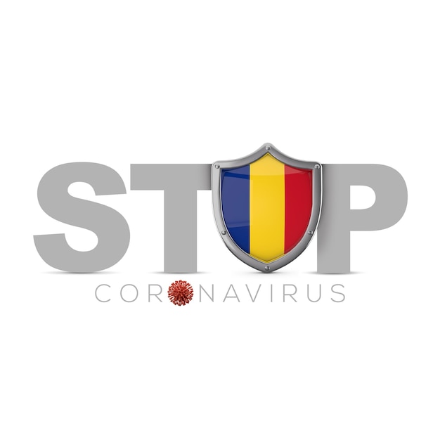 Escudo protetor da Romênia parar o conceito de coronavius d render