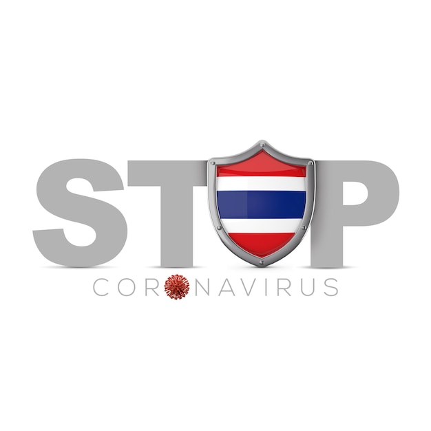 Escudo protetor da Tailândia parar o conceito de coronavius d render