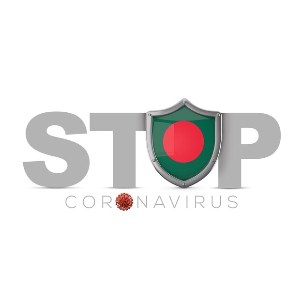 Escudo protetor de Bangladesh parar o conceito de coronavius d render