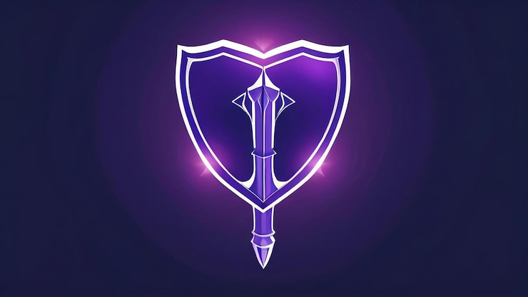 Foto un escudo púrpura con la palabra v en él