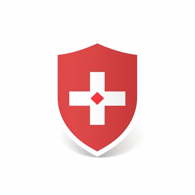 un escudo rojo con una cruz blanca