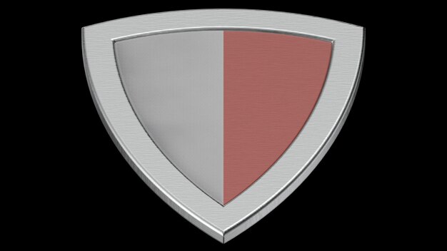 Escudo rojo plata medieval 3d ilustración render