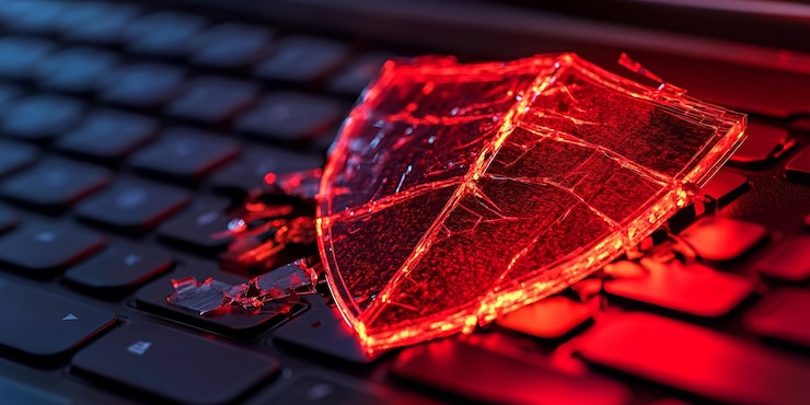 Foto escudo roto en un teclado