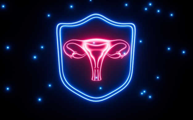 Escudo y útero protegen la salud uterina Enfermedad de defensa 3d renderización ilustración 3d