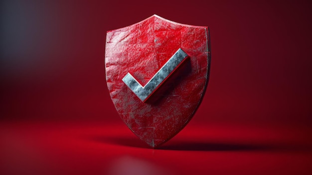 Foto escudo vermelho com uma marca de verificação