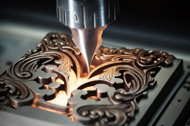 Foto esculpir metal usando ferramenta de equipamento automatizado gerador de ia