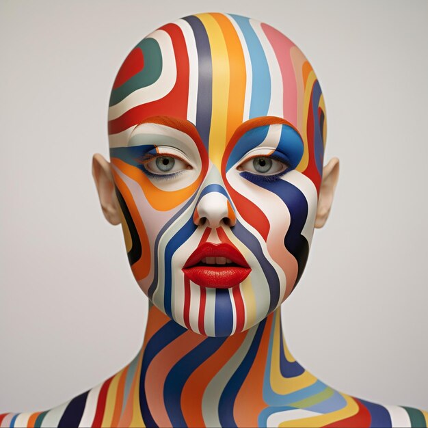 Una escultura 3D de un hermoso rostro humano inspirada en el arte de la pintura minimalista