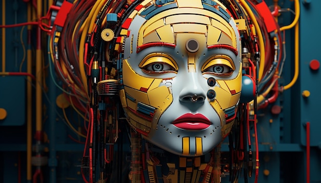 Una escultura 3D de una reina bonita y hermosa cara de chica apasionada ilustración de inteligencia artificial