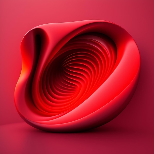 Una escultura abstracta roja y blanca que tiene un diseño en espiral.