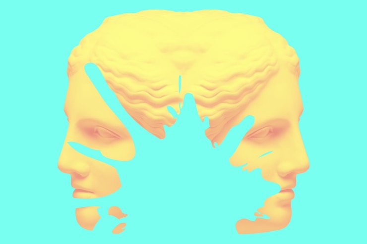Foto escultura antiga do rosto humano no conceito criativo moderno de estilo pop art de inteligência artificial