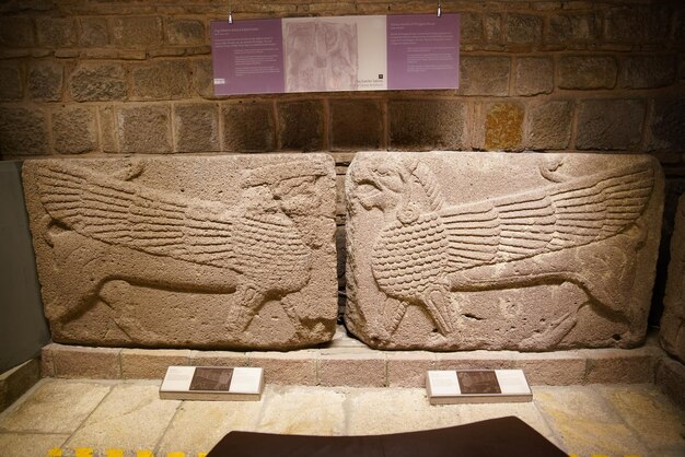 Foto escultura antiga no museu das civilizações da anatólia ankara turkiye