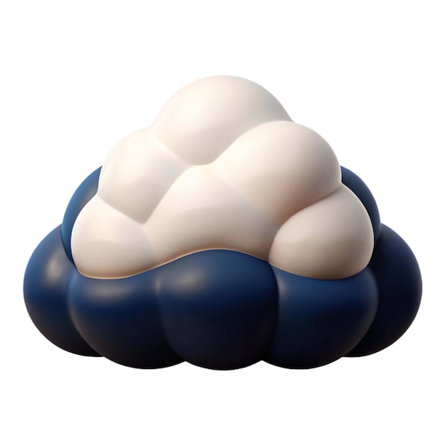 una escultura azul y blanca de una nube con una parte superior blanca