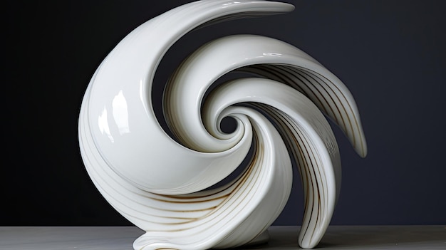 Una escultura blanca de una espiral.