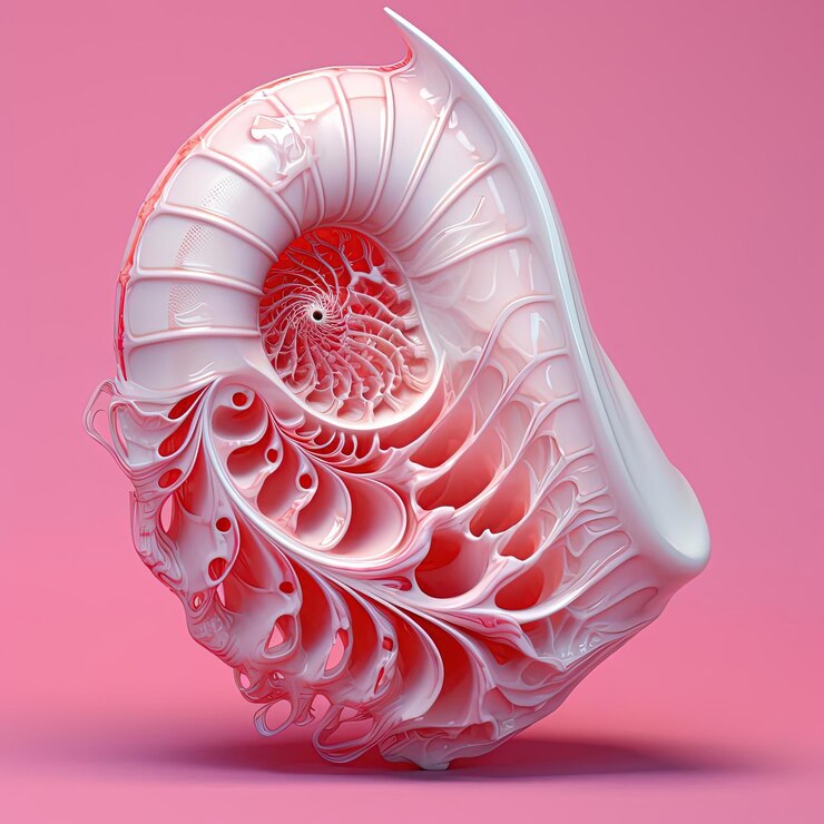 Foto una escultura blanca y rosa de un objeto en forma de espiral