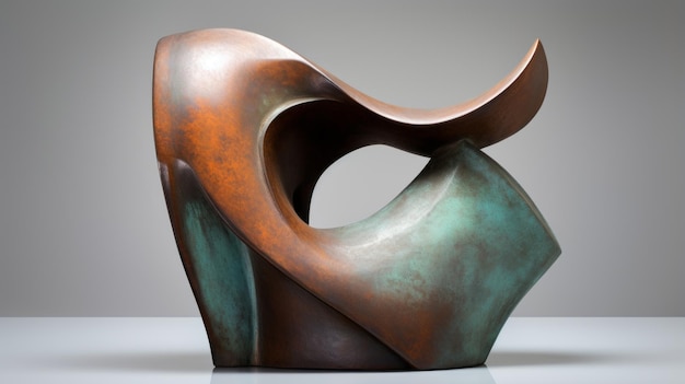 Escultura de bronce abstracta inspirada por Henry Moore y Karl Blossfeldt