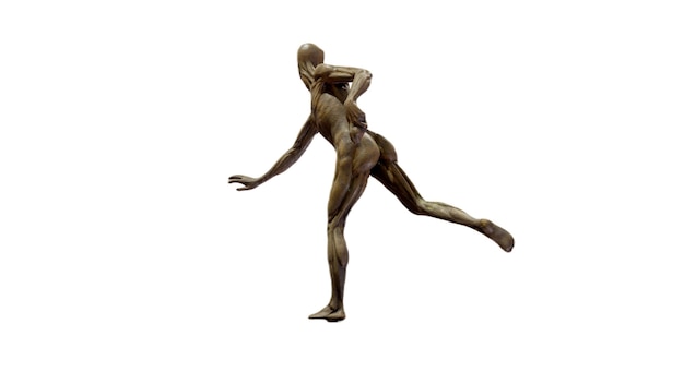 Una escultura de bronce de dos bailarines con uno de ellos frente al otro.