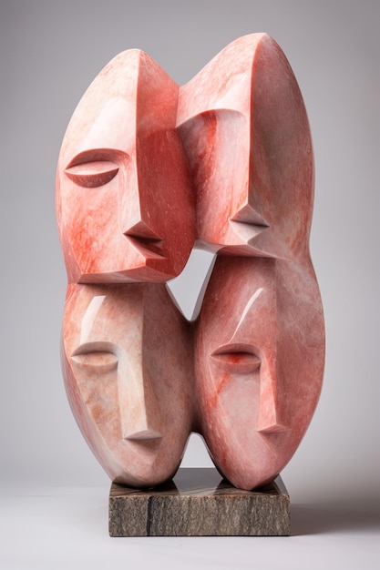 Foto una escultura de una cara con la cara en ella