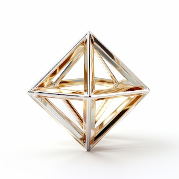 Escultura de diamante inspirada em geometria fractal em ouro e prata