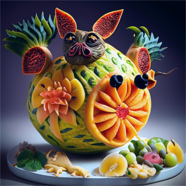 escultura de frutas frutas