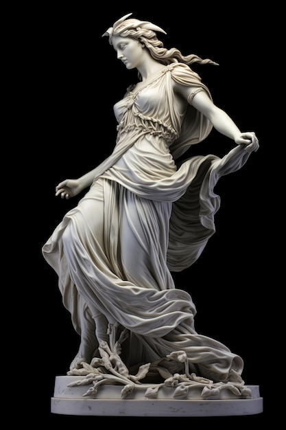 Foto escultura de mármore de deusa grega em fundo preto