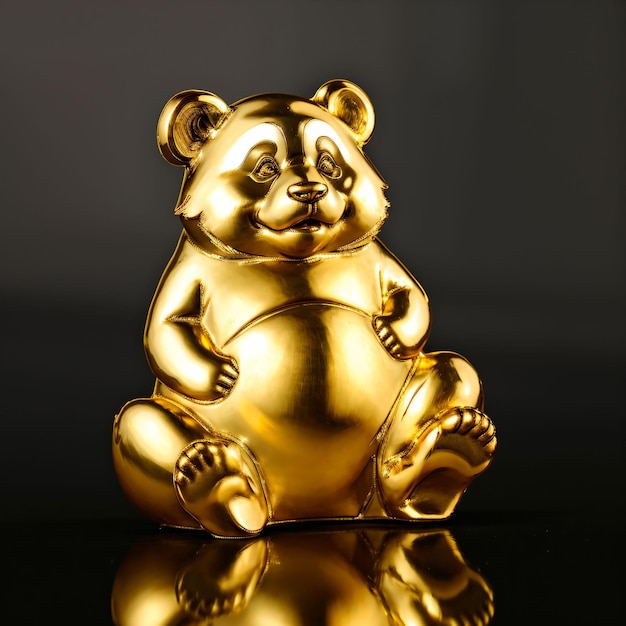 Foto escultura de ouro de um panda