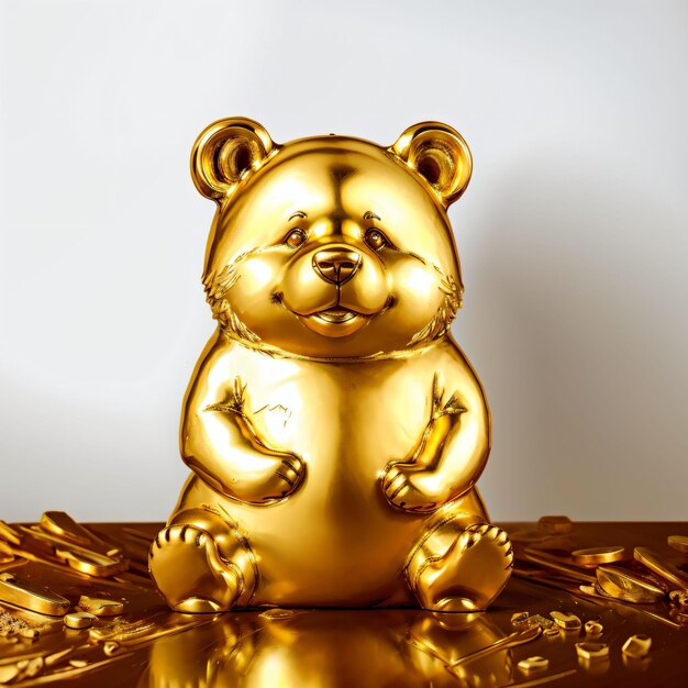 Foto escultura de ouro de um urso