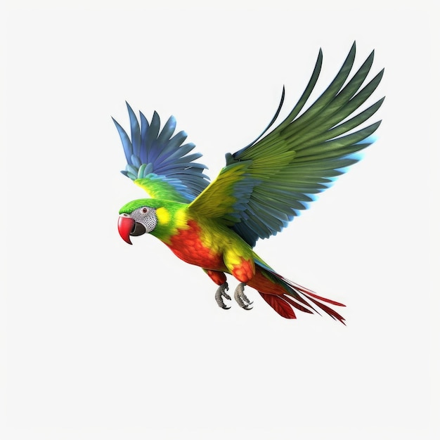 Foto escultura de pássaro papagaio 3d elaboração colorida