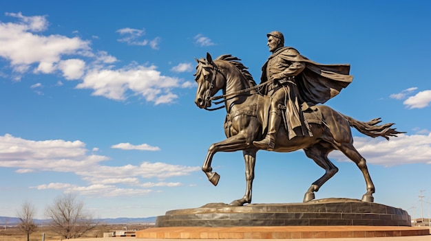 Foto escultura de um conquistador espanhol no uruguai