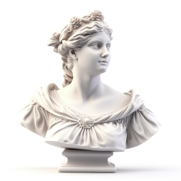 Escultura detallada del busto de mármol del filósofo griego antiguo