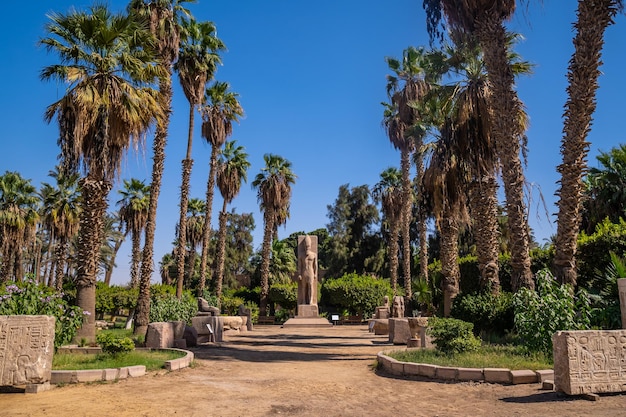 Escultura do faraó Ramsés II em Memphis no Cairo Egito