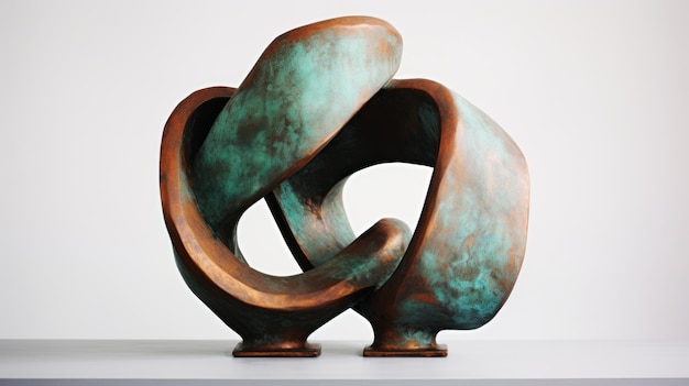 Escultura de graffiti de bronce oxidado inspirada en Henry Moore y Karl Blossfeldt