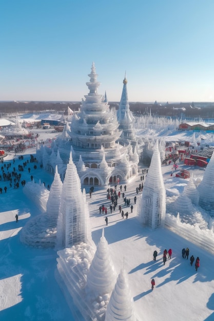 Una escultura de hielo del festival de la nieve en harbin.