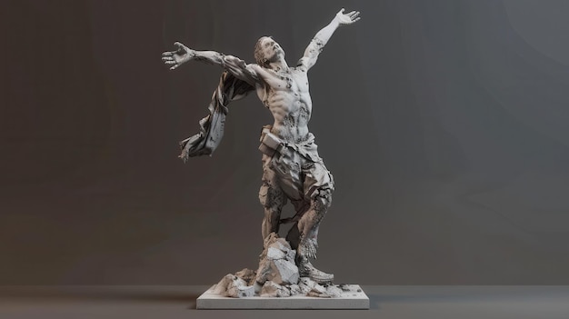 una escultura de un hombre con una bufanda alrededor de su cuello