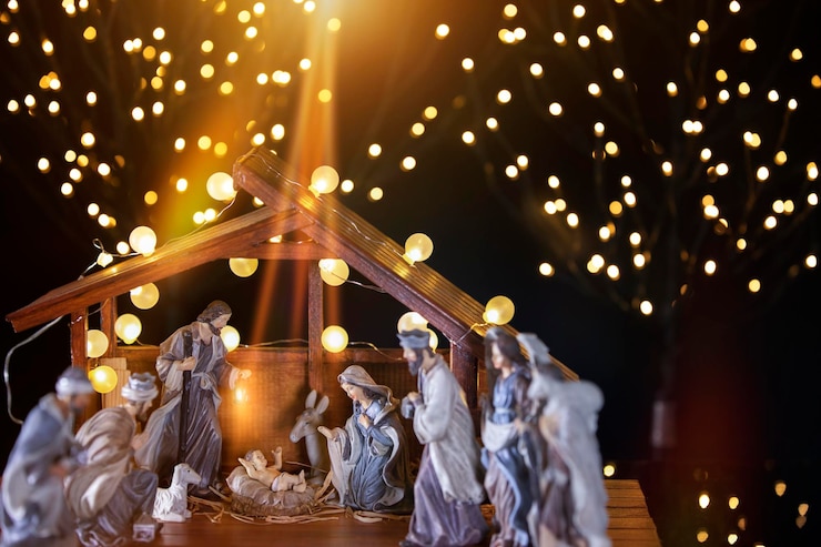 Foto escultura iluminada à noite