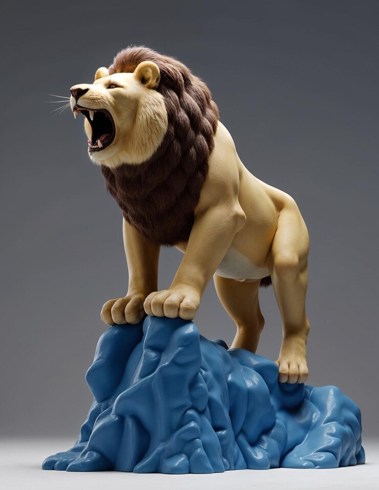 La escultura del león rugiente