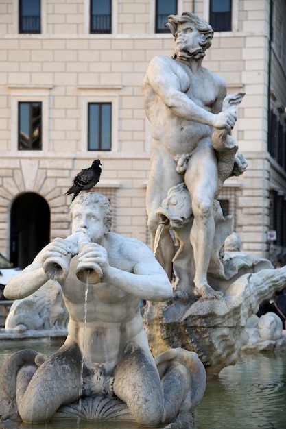 Escultura Mármol Triton Fontana del Moro en Piazza Navona