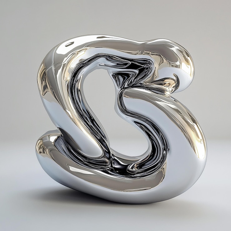 Foto una escultura de metal de plata con un s s s s en él