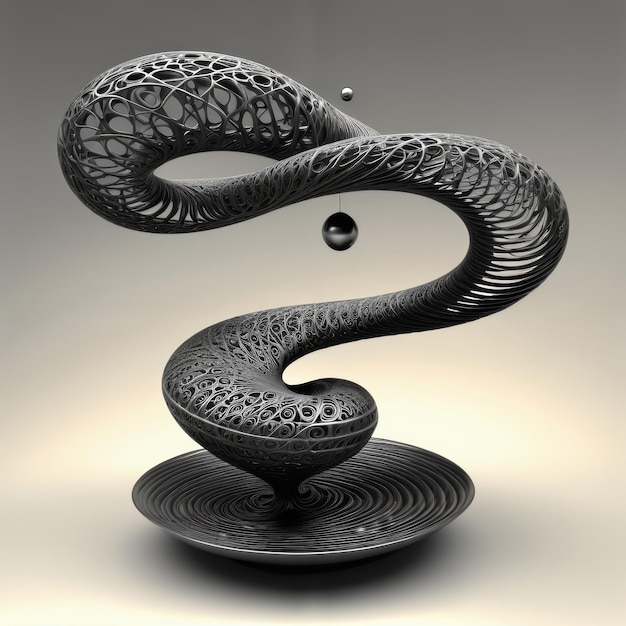 Foto escultura negra con diseño en espiral