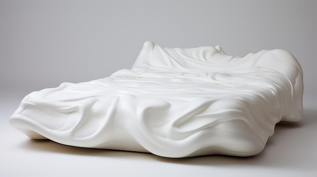 Foto escultura de plástico fluido y etéreo de una cama
