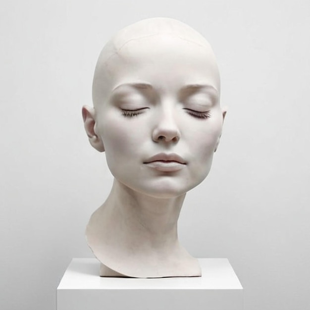 Foto escultura de rostro femenino de mármol
