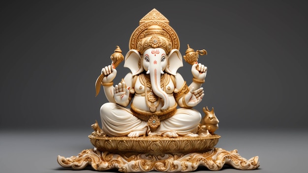 Escultura de Señor Ganesha en blanco