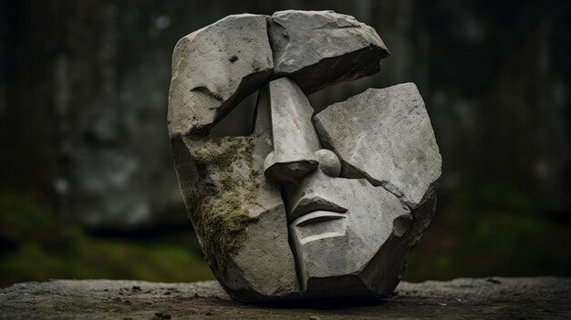 Escultura surrealista de piedra con la cara rota Zeiss Batis 18mm F28