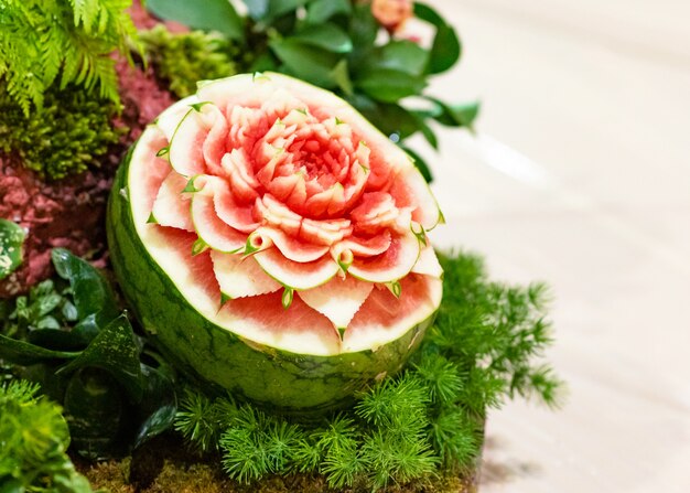 Esculturas de frutas e vegetais, exibição thai fruit sculpture carving